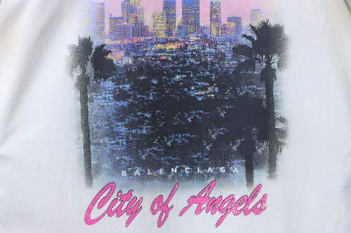 BALENCIAGA Los Angeles Night View Distressed Short-Sleeve T-Shirt