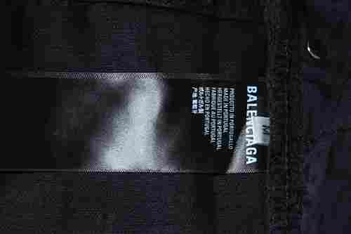 Balenciaga 2024 SS New Reversed Pocket Jeans, Black Washed Distressed Jeans