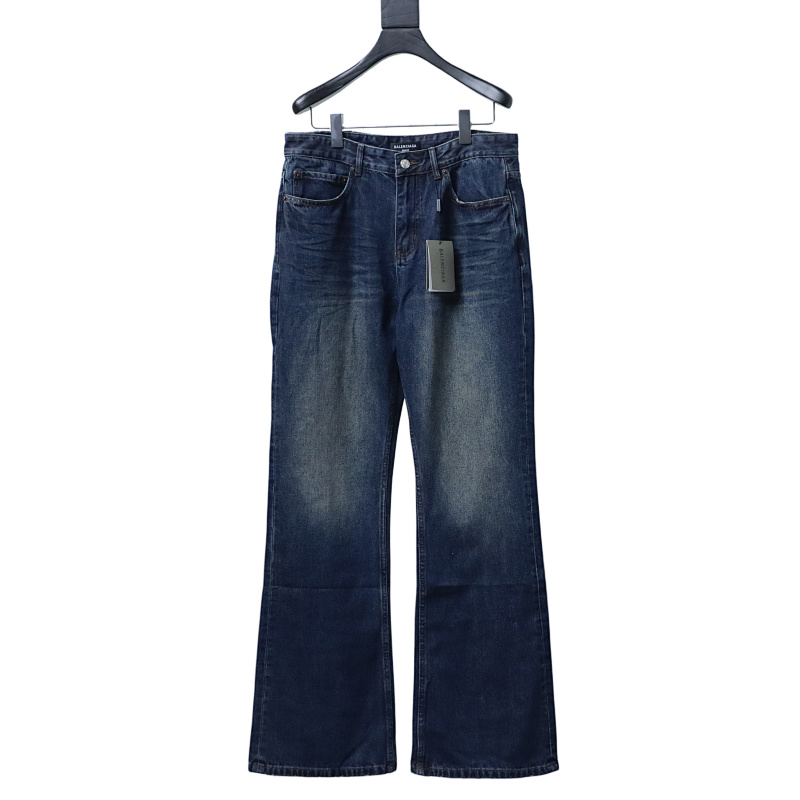Balenciaga 25ss Retro Washed Blue Flared Pants