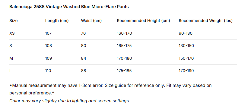 Balenciaga 25ss Retro Washed Blue Flared Pants
