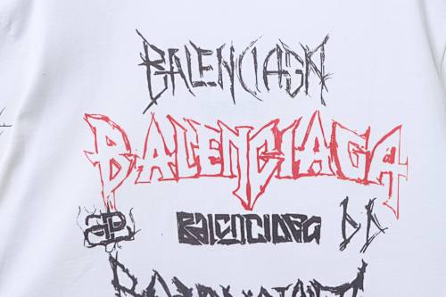 Balenciaga all-over letter print, direct-print breathable graffiti short-sleeved T-shirt
