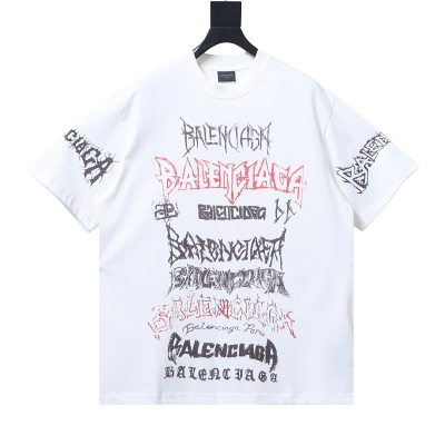 Balenciaga all-over letter print, direct-print breathable graffiti short-sleeved T-shirt 01