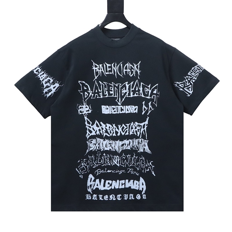 Balenciaga all-over letter print, direct-print breathable graffiti short-sleeved T-shirt