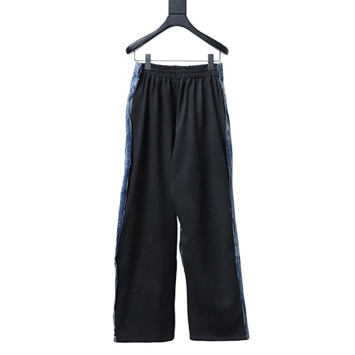 Balenciaga BLCG 24ss patchwork black floral grey denim trousers