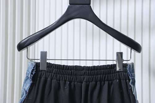 Balenciaga BLCG 24ss patchwork black floral grey denim trousers