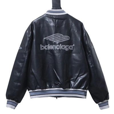 BLCG 26SS 3M Embroidered Grey Manchester United Baseball Flight Leather Jacket 02