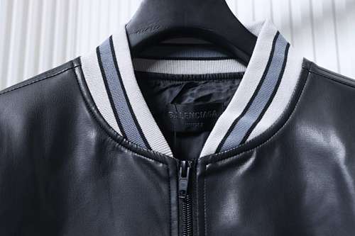 BLCG 26SS 3M Embroidered Grey Manchester United Baseball Flight Leather Jacket