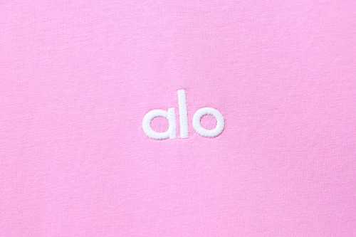 ALO 26SS Embroidered Logo Short-Sleeve T-Shirt Pink