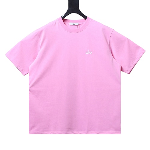 ALO 26SS Embroidered Logo Short-Sleeve T-Shirt Pink