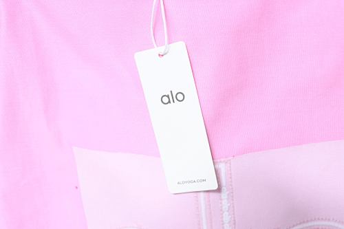 ALO 26SS Embroidered Logo Short-Sleeve T-Shirt Pink