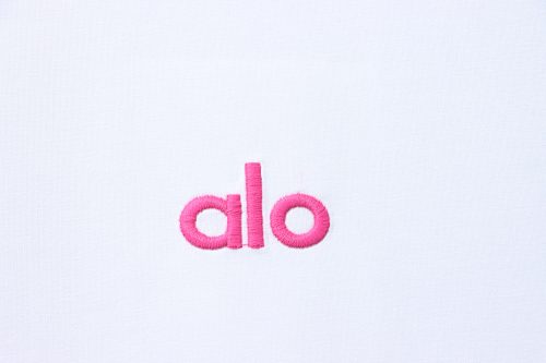 ALO 26SS Embroidered Logo Short-Sleeve T-Shirt White