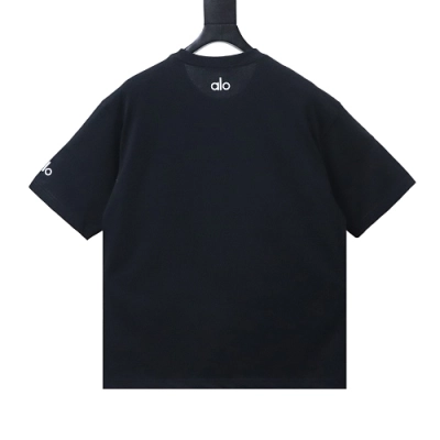 Alo Yoga Simple Silicone Letter Print T-Shirt Black 02