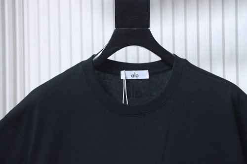 Alo Yoga Simple Silicone Letter Print T-Shirt Black