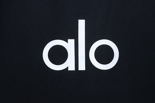 Alo Yoga Simple Silicone Letter Print T-Shirt Black