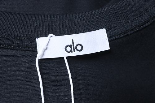 Alo Yoga Simple Silicone Letter Print T-Shirt Black