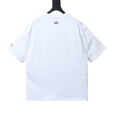 Alo Yoga Simple Silicone Letter Print T-Shirt White 02