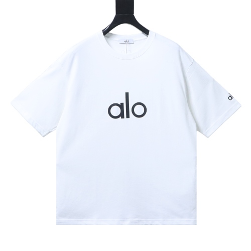Alo Yoga Simple Silicone Letter Print T-Shirt White