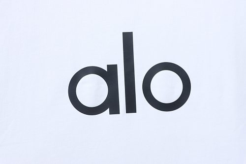 Alo Yoga Simple Silicone Letter Print T-Shirt White