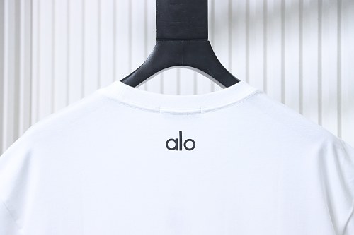 Alo Yoga Simple Silicone Letter Print T-Shirt White