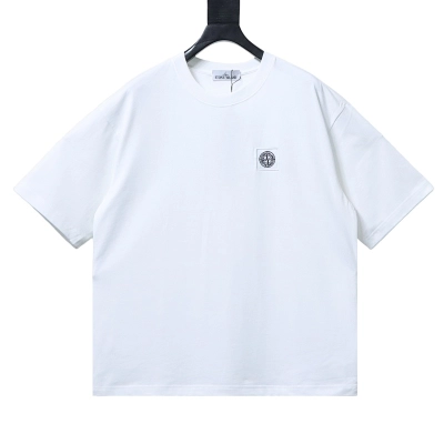 Stone Island Embroidered Badge Round Neck T-shirts 01