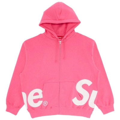 Supreme Big Logo Zip Up Hooded Sweatshirt Magenta 01