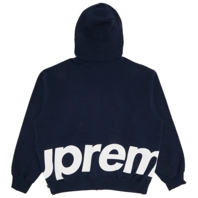 Supreme Big Logo Zip Up Hooded Sweatshirt Navy 02