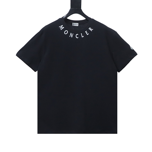 Moncler 26ss Short-Sleeve T-Shirt with Lettering Print on the Collar Black