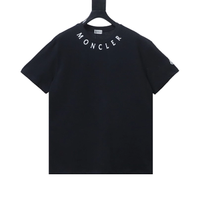 Moncler 26ss Short-Sleeve T-Shirt with Lettering Print on the Collar Black 01