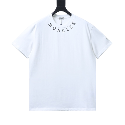 Moncler 26ss Short-Sleeve T-Shirt with Lettering Print on the Collar White