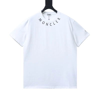 Moncler 26ss Short-Sleeve T-Shirt with Lettering Print on the Collar White 01