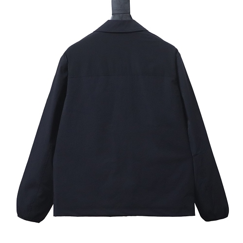 Moncler 26SS Classic Arm Logo Polo-Collar Lightweight Jacket Black