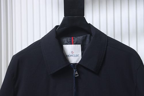 Moncler 26SS Classic Arm Logo Polo-Collar Lightweight Jacket Black
