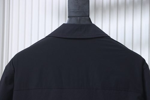 Moncler 26SS Classic Arm Logo Polo-Collar Lightweight Jacket Black