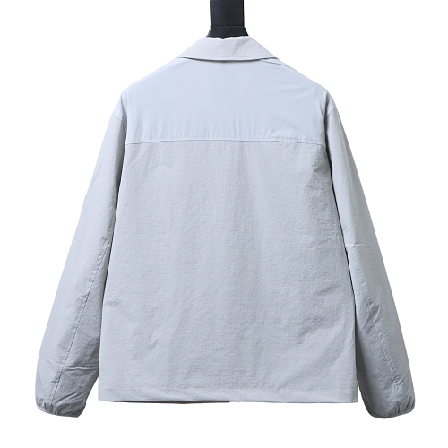 Moncler 26SS Classic Arm Logo Polo-Collar Lightweight Jacket Grey