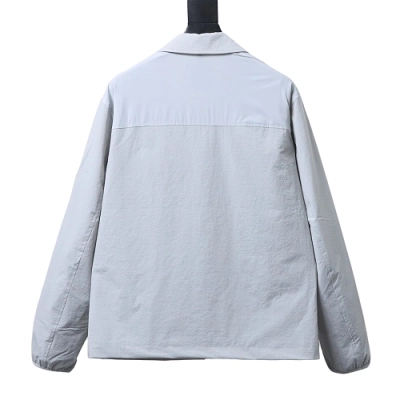 Moncler 26SS Classic Arm Logo Polo-Collar Lightweight Jacket Grey 02