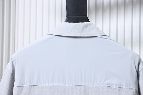 Moncler 26SS Classic Arm Logo Polo-Collar Lightweight Jacket Grey