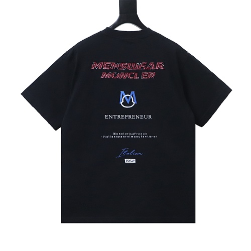 Moncler 26SS Front and Back Appliqué Embroidery T-Shirt Black