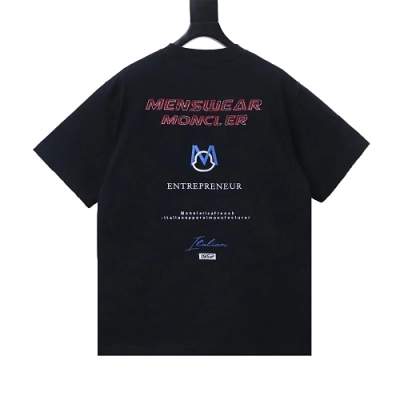 Moncler 26SS Front and Back Appliqué Embroidery T-Shirt Black 02