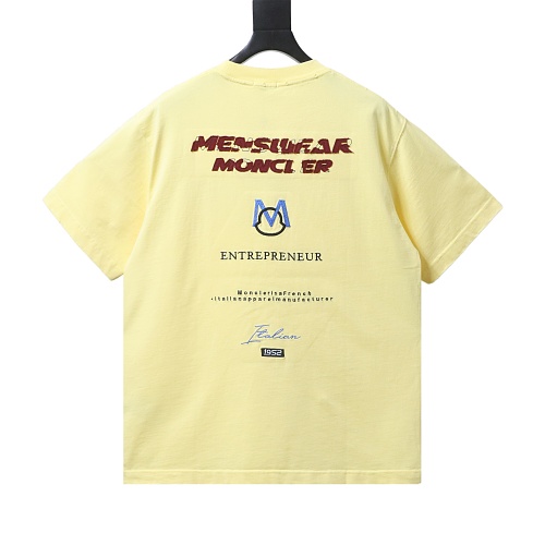 Moncler 26SS Front and Back Appliqué Embroidery T-Shirt Yellow