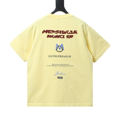 Moncler 26SS Front and Back Appliqué Embroidery T-Shirt Yellow 02