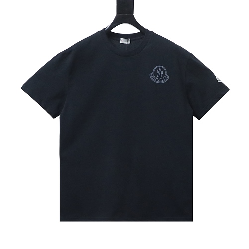 Moncler 26SS Short-Sleeve T-Shirt with Chest Logo Emblem Black