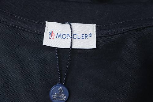 Moncler 26SS Short-Sleeve T-Shirt with Chest Logo Emblem Black