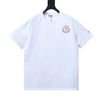 Moncler 26SS Short-Sleeve T-Shirt with Chest Logo Emblem White 01
