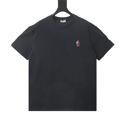 Moncler 26SS Three-Color Embroidered Small Logo T-Shirt Black 01