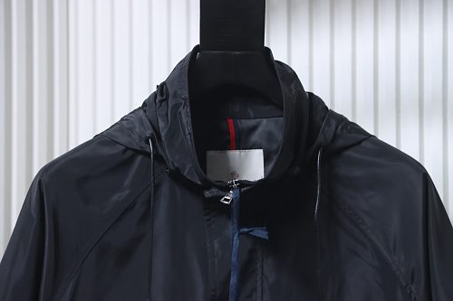 Moncler 26SS Workwear-Style Lightweight Hooded Jacket with Silicone Arm Patch