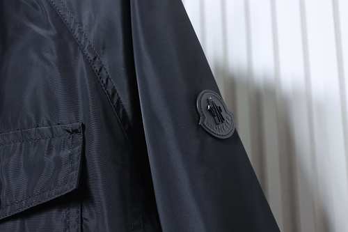 Moncler 26SS Workwear-Style Lightweight Hooded Jacket with Silicone Arm Patch