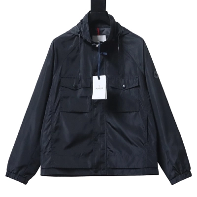 Moncler 26SS Workwear-Style Lightweight Hooded Jacket with Silicone Arm Patch 01