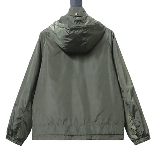Moncler 26SS Workwear-Style Lightweight Hooded Jacket with Silicone Arm Patch Green