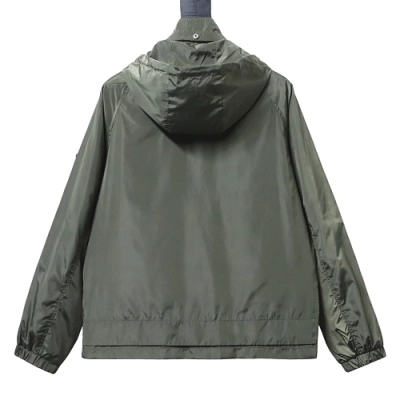 Moncler 26SS Workwear-Style Lightweight Hooded Jacket with Silicone Arm Patch Green 02