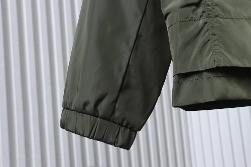 Moncler 26SS Workwear-Style Lightweight Hooded Jacket with Silicone Arm Patch Green